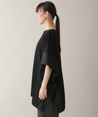 異素材ジョイントアシンメトリーブラウス／日本製／洗える