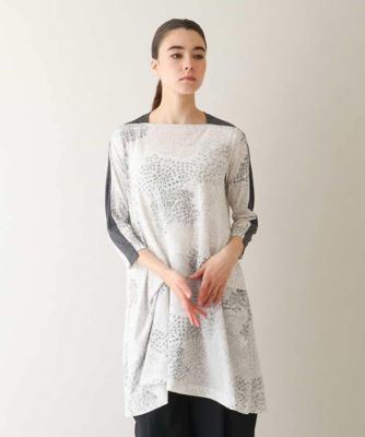リブジョイント松葉柄デザインチュニック　／日本製／洗える