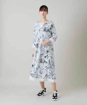 ＜HIROKO KOSHINO (Women)＞インクペインティングワンピース／日本製／洗える