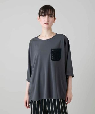 ＜HIROKO KOSHINO (Women)＞刺繍ポケットデザインカットソー／日本製／洗える