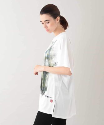 墨絵プリントチュニックＴシャツ　／日本製／洗える
