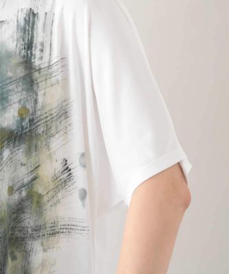 墨絵プリントチュニックＴシャツ　／日本製／洗える