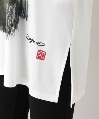 墨絵プリントチュニックＴシャツ　／日本製／洗える