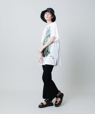 墨絵プリントチュニックＴシャツ　／日本製／洗える