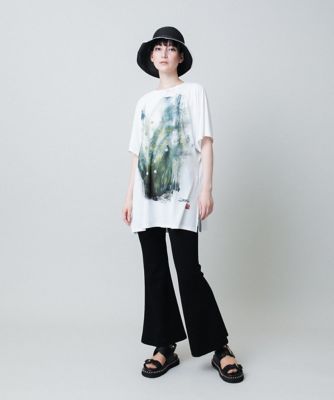 墨絵プリントチュニックＴシャツ　／日本製／洗える