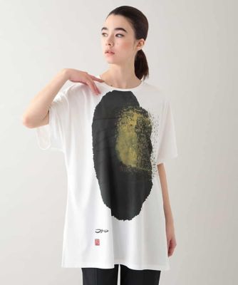 墨絵プリントチュニックＴシャツ　／日本製／洗える