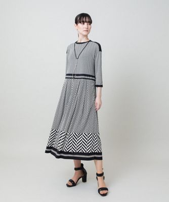【RBTXCO】日本製 アート柄 ロングワンピース F 日本製 個性的 ワニ柄 幾何柄プリントデザインワンピース ／日本製／洗える | HIROKO KOSHINO