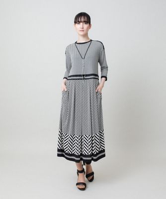 幾何柄プリントデザインワンピース ／日本製／洗える | HIROKO KOSHINO