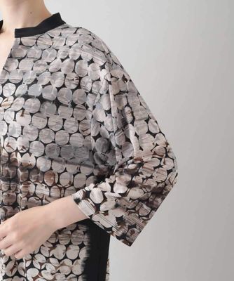 ☆新品☆ HIROKO KOSHINO ロングワンピース 半袖 ドット柄 グレー