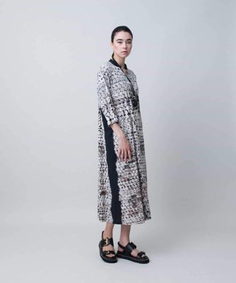 ★新品★ HIROKO KOSHINO ロングワンピース　半袖　ドット柄　グレー ドット柄ジャージーロングワンピース／日本製／洗える | HIROKO