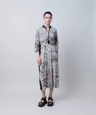 ★新品★ HIROKO KOSHINO ロングワンピース　半袖　ドット柄　グレー ドット柄ジャージーロングワンピース／日本製／洗える | HIROKO