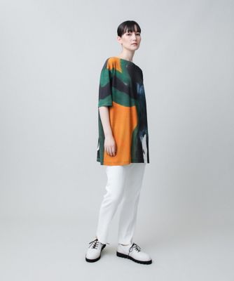 ヒロココシノ TRUNK 絵画プリントチュニック パワーネット ストレッチ 40 異素材コレクションプリントチュニック /日本製/洗える