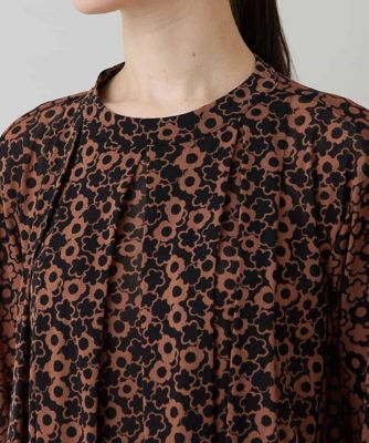 小花モチーフプリントチュールチュニック／日本製／洗える