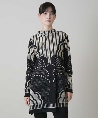 HIROKO KOSHINO ヒロココシノ　墨絵 ドルマンシルエット チュニック ジオメトリックアートチュールチュニック ／日本製／洗える | HIROKO
