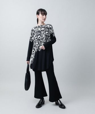 レーヨンポンチストレッチフレアパンツ／日本製／洗える