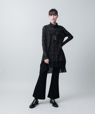 レーヨンポンチストレッチフレアパンツ／日本製／洗える