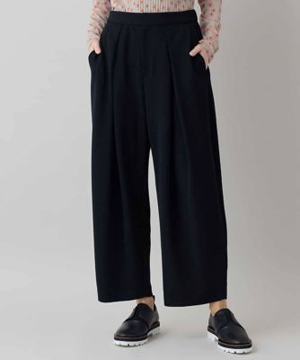 ＜HIROKO KOSHINO (Women)＞ジョーゼットジャージータックワイドパンツ　／日本製／洗える