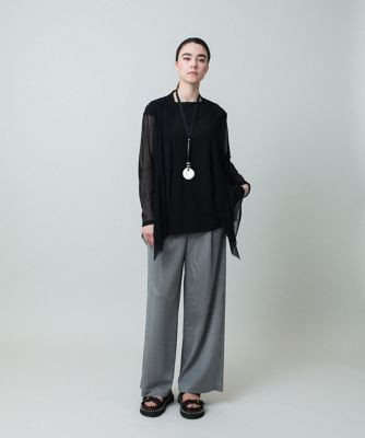 ストライプジャージーシルエットパンツ　／日本製／洗える