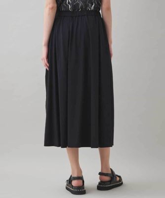 新品タグ付き　エイココンドウ　フレアスカート　異素材麻　切り替え　日本製　黒　F 新品タグ付き エイココンドウ フレアスカート 異素材麻 切り替え