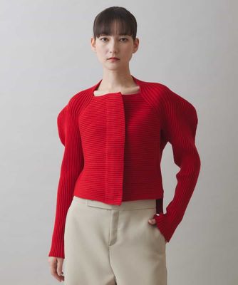 HIROKO KOSHINO / ヒロココシノ プレーティングリブニットカーディガン /日本製 プレーティングリブニットカーディガン ／日本製 | HIROKO