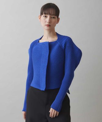 HIROKO KOSHINO (Women)/ヒロココシノ プレーティングリブニットカーディガン /日本製