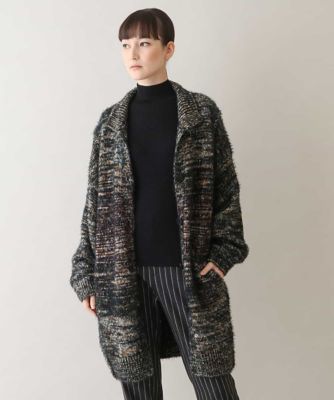 ＜HIROKO KOSHINO (Women)＞【日本製】ファンシーニットコート