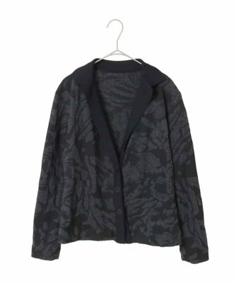 リブカラージャカードニットカーディガン／日本製 | HIROKO KOSHINO