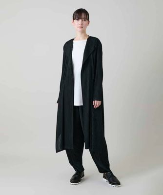 ＜HIROKO KOSHINO (Women)＞ランダムプリーツロングカーディガン／洗える