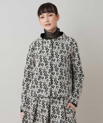 ヒロコ　コシノ　定価50,600円　花柄透かしジャガード生地仕様のジャケット‼︎ 小花モチーフジャカードショートジャケット／日本製 | HIROKO
