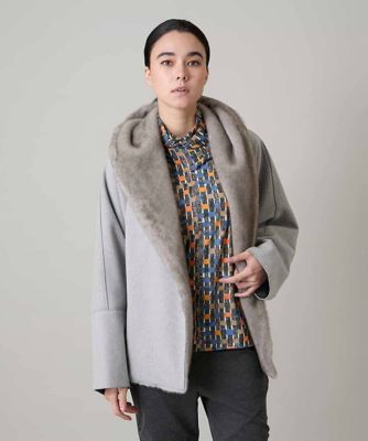 ＜HIROKO KOSHINO (Women)＞ショールカラーウールライクショートコート