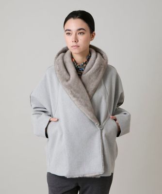 未使用 チエコ chieko＋ シルク ウール ショールカラー ジャケット 36 アクアドロップ】ショールカラーコート | アマカ(AMACA) | マルイ