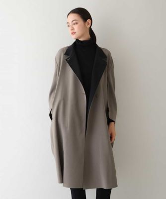 ＜HIROKO KOSHINO (Women)＞【日本製】ラウンドワイドスタンドカラーコート