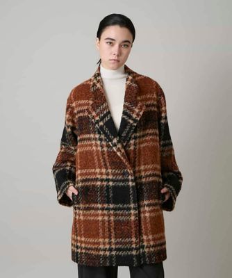 ＜HIROKO KOSHINO (Women)＞シャギーチェックテーラードコート