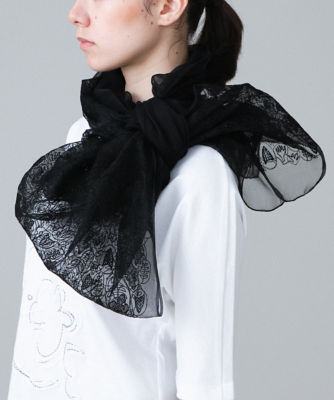 ＜HIROKO KOSHINO (Women)＞リーフ刺繍オーガンジーストール