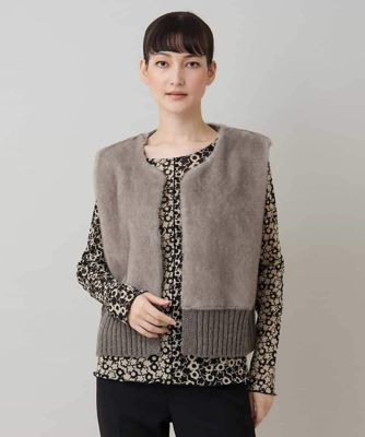＜HIROKO KOSHINO (Women)＞フェイクファーニットジレ