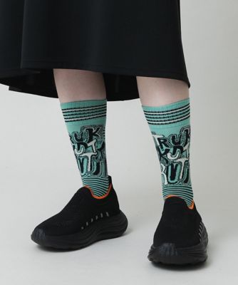 ロゴボーダージャカードソックス／日本製／洗濯機で洗える | TRUNK