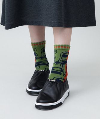 TRUNK HIROKO KOSHINO (Women)/トランクヒロココシノ アブストラクトジャカードソックス／日本製／洗濯機で洗える