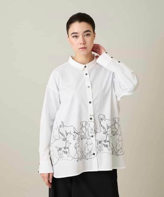 ＜TRUNK HIROKO KOSHINO (Women)＞ドッグ刺繍プリントブロードシャツ