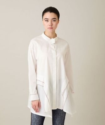 ＜TRUNK HIROKO KOSHINO (Women)＞配色ジグザグステッチチュニックブラウス／洗える