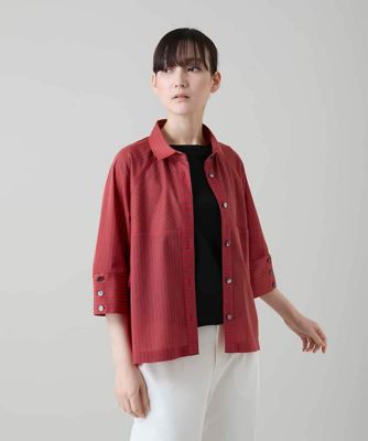 ＜TRUNK HIROKO KOSHINO (Women)＞トリコットストライプデザインブラウス／洗える