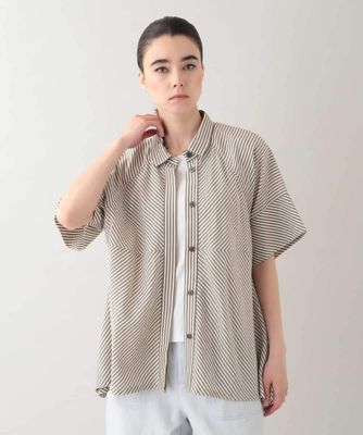 TRUNK HIROKO KOSHINO (Women)/トランクヒロココシノ ストライプＡラインブラウス　／洗える