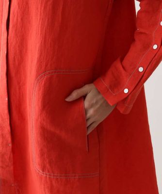 コットンリネンステッチデザインブラウス／洗える