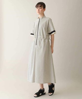 ＜TRUNK HIROKO KOSHINO (Women)＞ウエストドロストストライプワンピース　／洗える