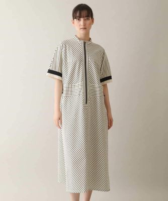 ウエストドロストストライプワンピース　／洗える