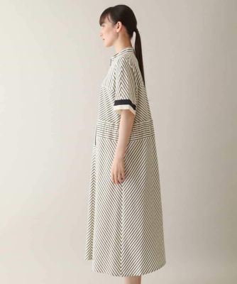 ウエストドロストストライプワンピース　／洗える