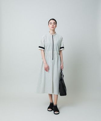 ウエストドロストストライプワンピース　／洗える