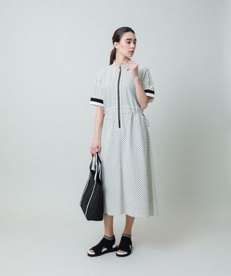 ウエストドロストストライプワンピース　／洗える
