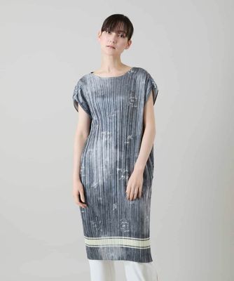 ＜TRUNK HIROKO KOSHINO (Women)＞デニム風ロゴプリントプリーツチュニック／洗える