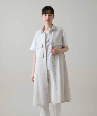 EISO KONDO ストライプロングベスト Mサイズ サッカーストライプロングシャツベスト／洗える | TRUNK HIROKO
