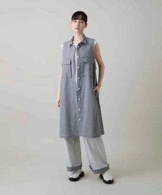 サッカーストライプロングシャツベスト／洗える | TRUNK HIROKO